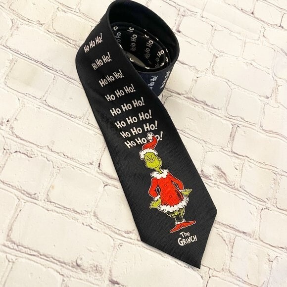 Dr. Seuss Black Ho Ho HO Christmas Santa Character Grinch BlackTie OS - Picture 2 of 8